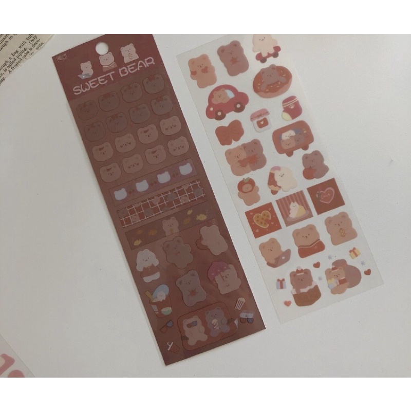 Set 2 tấm stickers hình gấu ú
