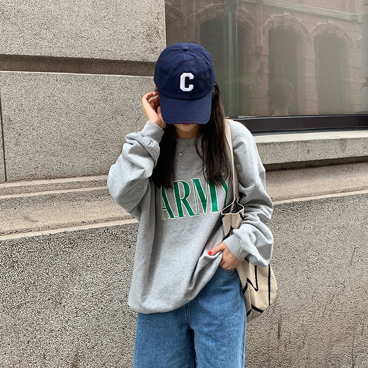 SUXI Áo Nỉ Nữ Dài Tay Cổ Tròn Thời Trang Hàn