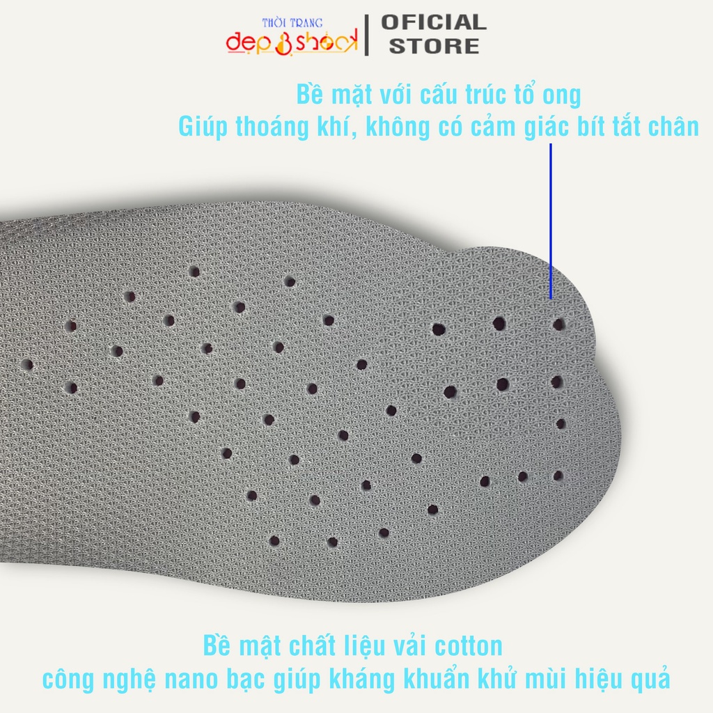 Lót giày thể thao Unisex chuyên dụng chống đau chân siêu nhẹ Lót giày khử mùi thoáng khí Cao Cấp Depvashock