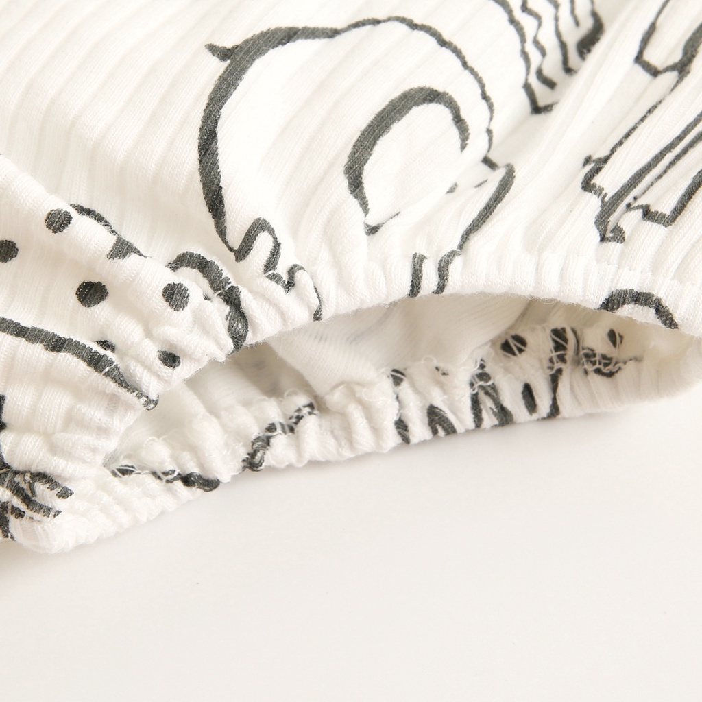 Sanlutoz Cotton Tay Cộc In Họa Tiết Hoạt Hình + Quần Ngắn Thời