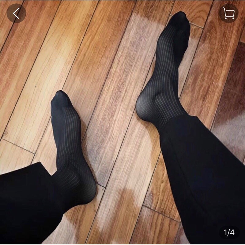 vớ nam công sở cổ cao màu đen sheer sock sheersocks