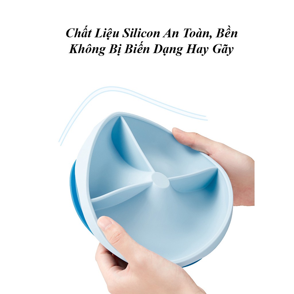 Khay Ăn Dặm Silicon - KUB, Đế Hít Chặt, Không Dễ Hất Đổ