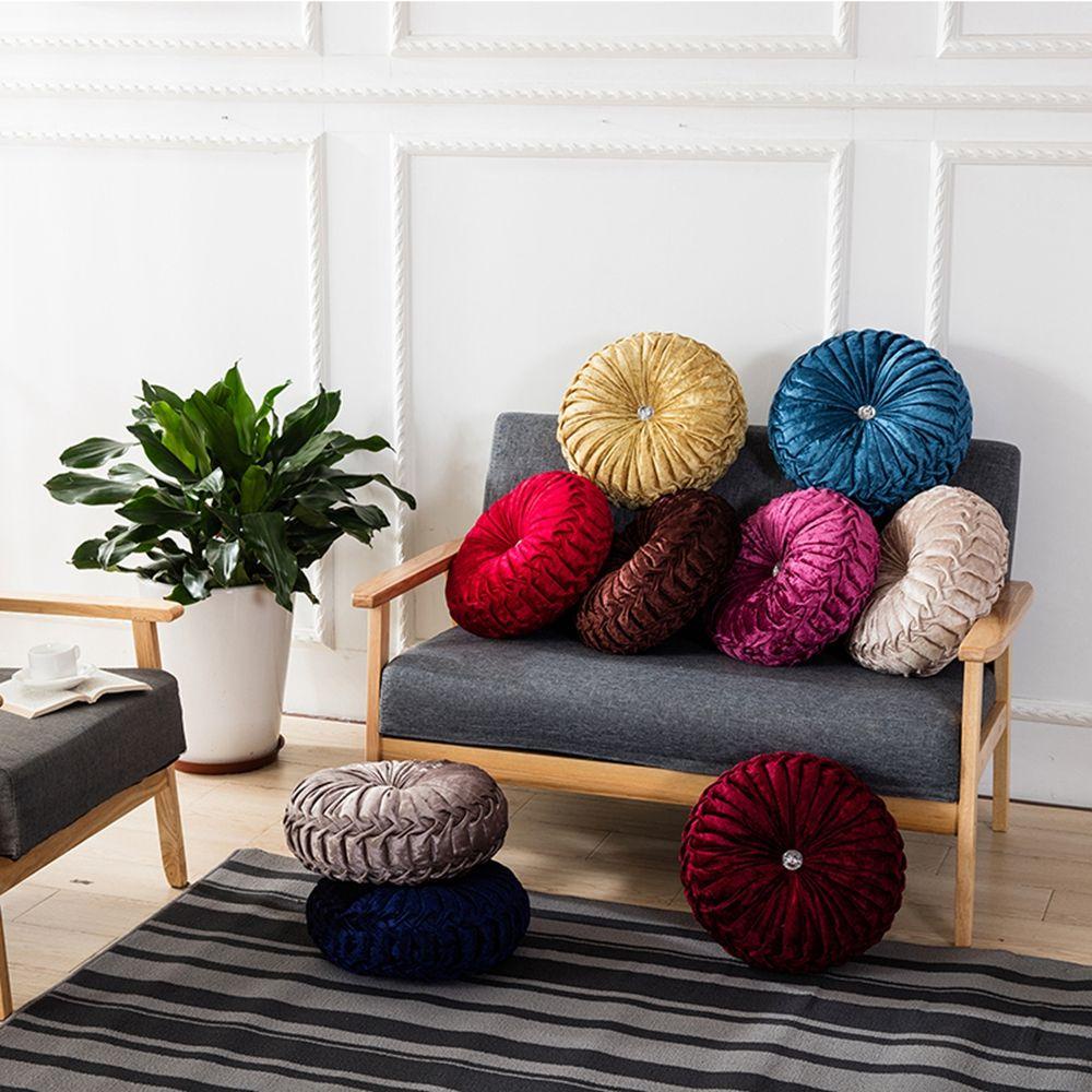 Gối Nệm Tatami Trang Trí Ghế Sofa / Giường Ngủ Hình Bí Ngô Màu Ngà