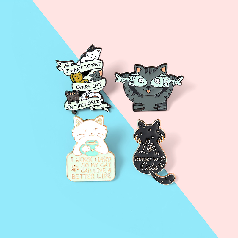 Trâm Cài Áo QIHE JEWELRY Hình Mèo Dễ Thương Cho Bé