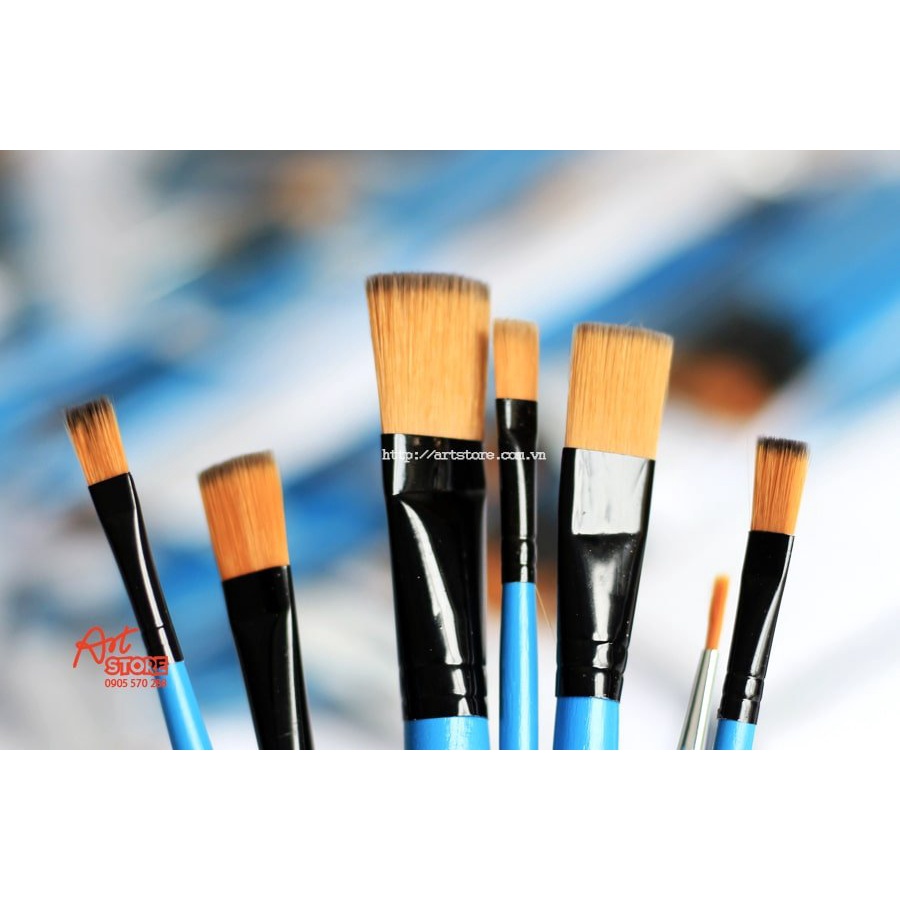 Bộ Cọ Vẽ Acrylic Đầu Dẹp Cơ Bản 7pcs - Hoạ Cụ Artstore