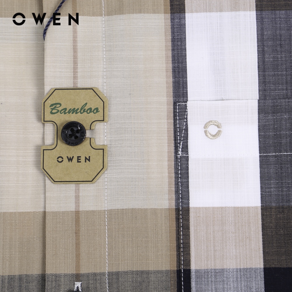 Áo sơ mi Nam ngắn tay Owen Body Fit Đen trắng nâu Bamboo - BA220830NT