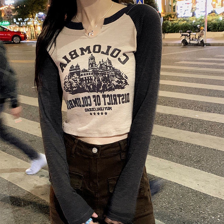 Áo Thun DàI Tay Cổ Chữ v ThờI Trang Cho Nữ JL-TX-493