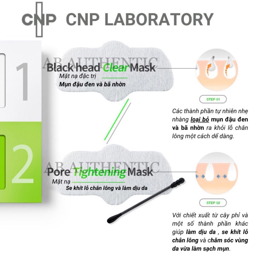 Set mặt nạ CNP Laboratory Anti-Pore Black Head Clear Kit giúp đẩy sạch mụn đầu đen và khít lỗ chân lông vùng mũi