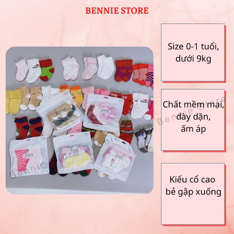 Set 3 đôi vớ len xù cho bé , Tất len xù loại dày cổ cao nhiều màu