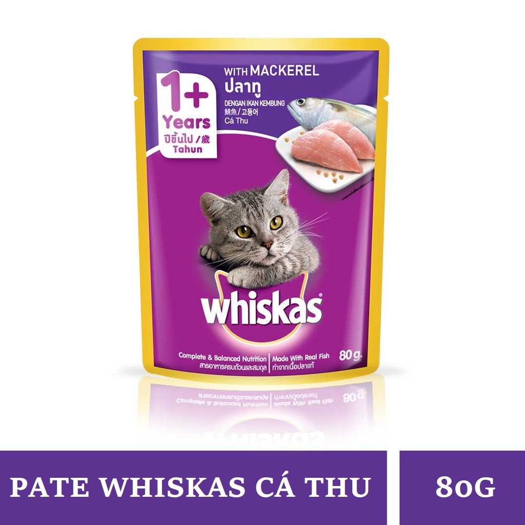 PATE WHISKAS dành cho mèo con , mèo trưởng thành 80G