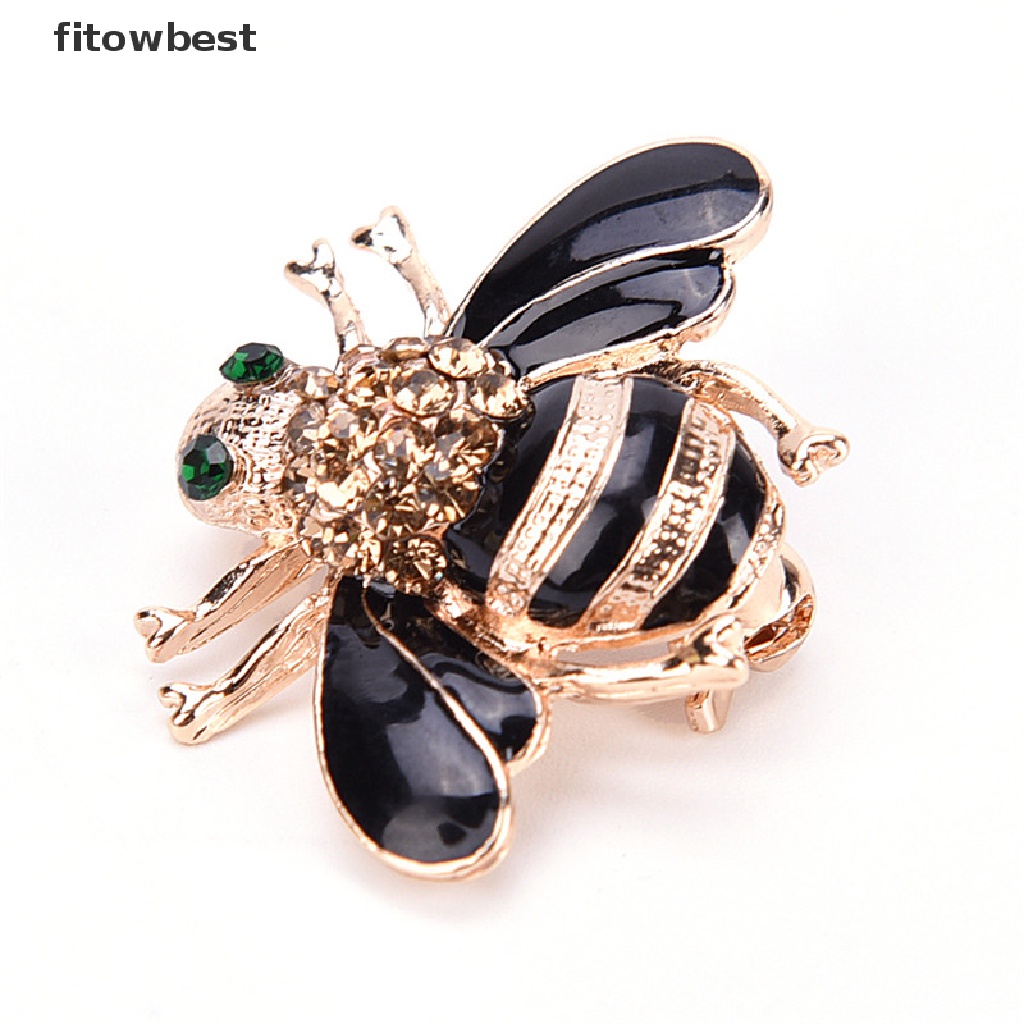 Ftvn Fashion Bee Brooch Elegant Gold Plated Crystal Rhinestone Party Brooch Jewelry QDD