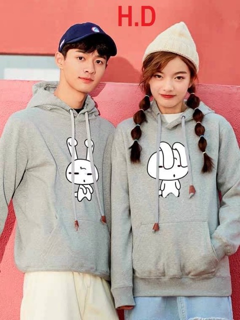 [FREESHIP ĐƠN TỪ 50K] Áo đôi hoodie thỏ tai vểnh cụp (2 chiếc) HDA1119