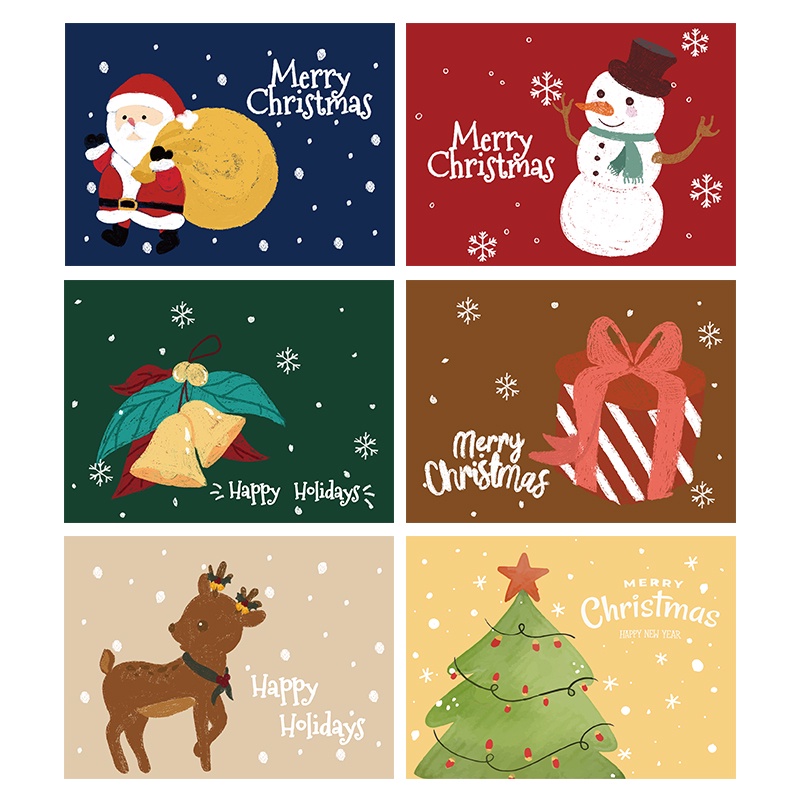 Set 6 thiệp giáng sinh mini hình bút chì dễ thương