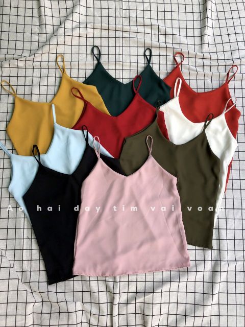 [HOT HOÀI LUÔN Áo 2 dây voan cổ tim giá rẻ