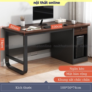 Bàn để máy tính cây kèm ngăn kéo có khóa, bàn làm việc mặt bàn kích thước lớn khung chắc chắn chống gỉ bền bỉ