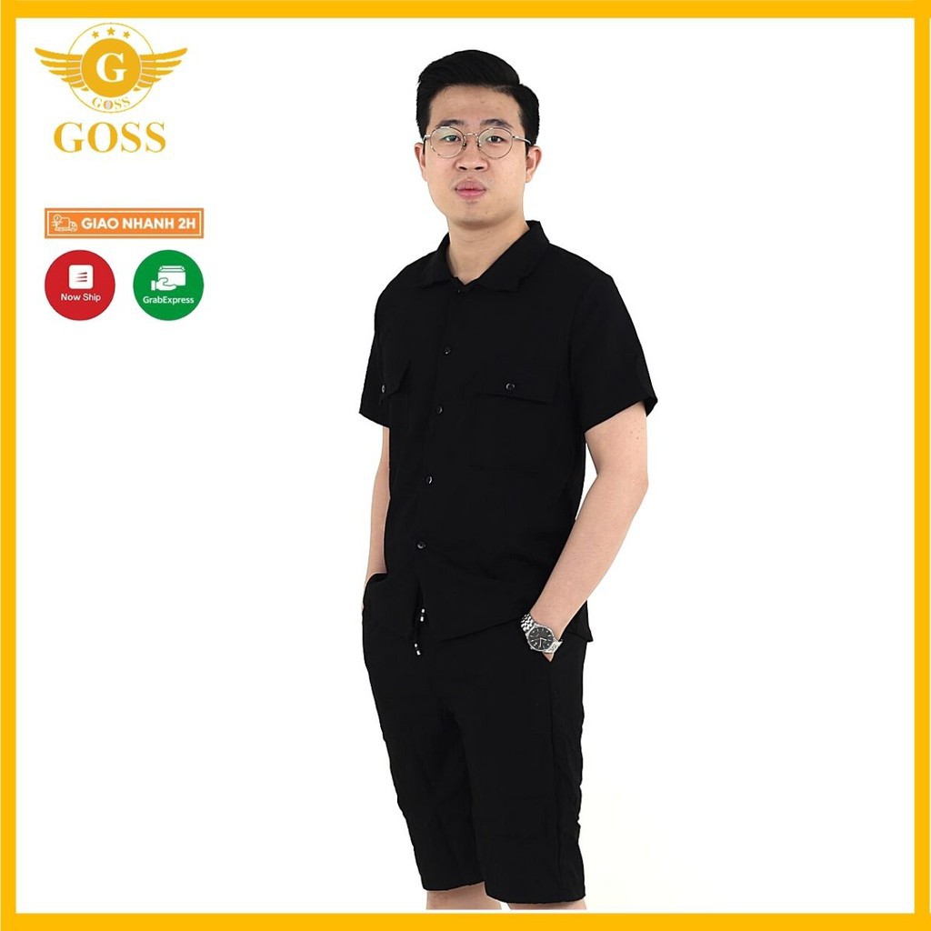 Bộ Đũi Nam Cổ Bẻ Cao Cấp, Vải Đũi Siêu Mềm Mịn Thoáng Mát Thấm Hút Mồ Hôi-GOSS M323 | BigBuy360 - bigbuy360.vn