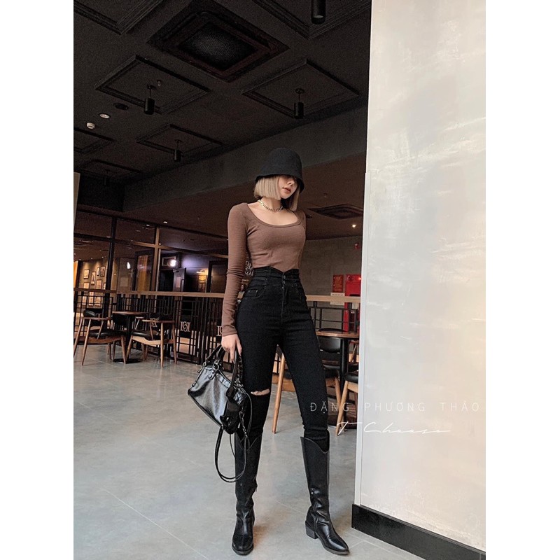 QUẦN JEAN ÔM LƯNG ĐAN DÂY BÊN HÔNG