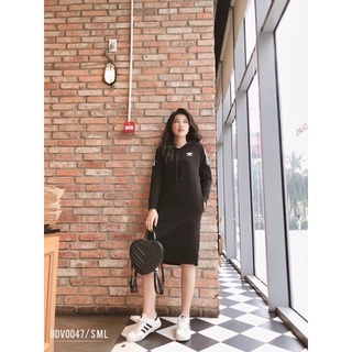Váy suông đen DSA hoodie cho nữ vnxk
