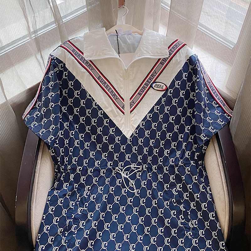 Đầm nữ dáng rộng tay ngắn cổ Polo thời trang mùa hè 2022