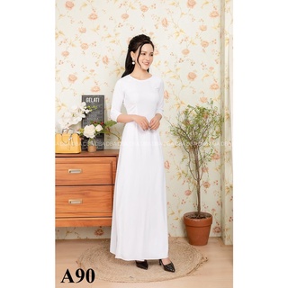 [BÃO SALE] Áo Dài Lụa Nhật Màu Tím Cà Dịu Dàng, Siêu Xinh