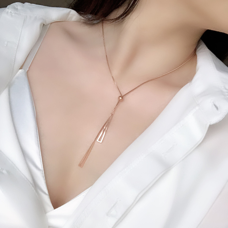 Vòng cổ MANYUE dáng dài mặt tam Giác phong cách Hàn Quốc thời trang