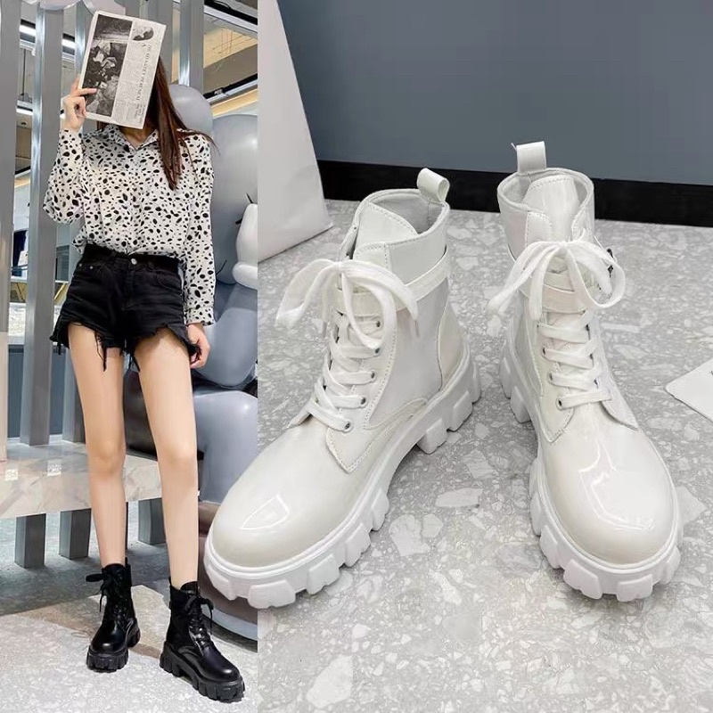(HÀNG CÓ SẴN) Bốt chiến binh cổ ngắn da bóng BIG SIZE 35-43