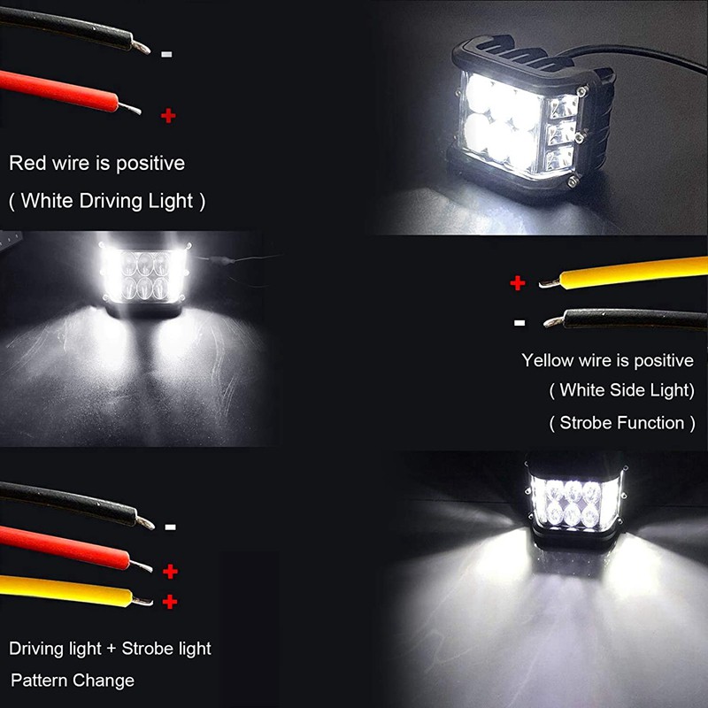 4Inch Dual Side Shooter Off Road Strobe Light Bar LED Work Lights Fog Light for Truck Trailer Boat SUV RV All White