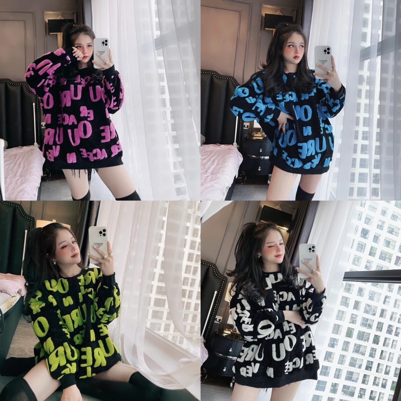 Áo len chữ xù form oversize dài rộng giấu quần hottrend, dày dặn mềm mịn cao cấp LICA - A21 | BigBuy360 - bigbuy360.vn