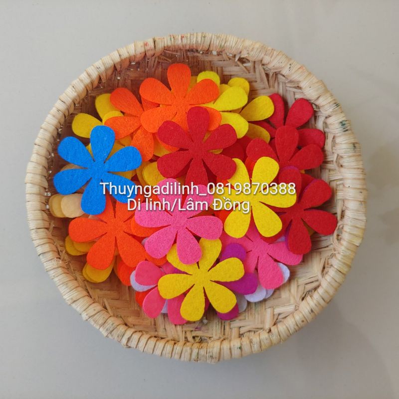 Sét 30 hoa vải nỉ 4cm mầm non