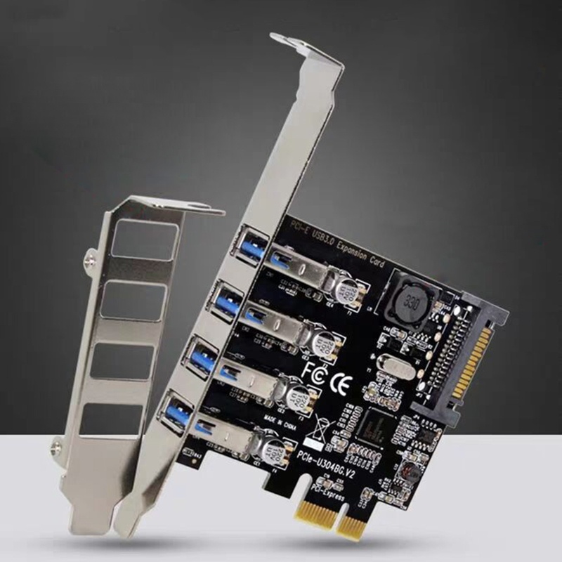 Thẻ Mở Rộng 4 Cổng PCI-E Sang USB 3.0 15-Pin Kết Nối Nguồn - PCI Cho Máy Tính Để Bàn
