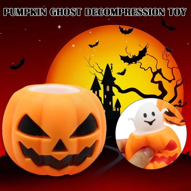 Đồ Chơi Nắn Bóp Hình Quả Bí Ngô Halloween Dễ Thương Vui Nhộn Giảm Căng Thẳng