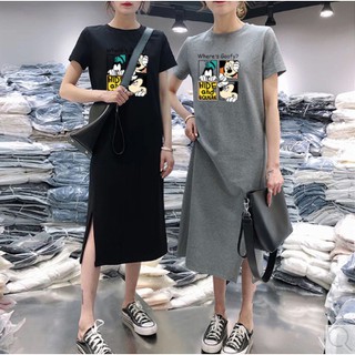 Đầm Thun Nữ In Hình Chuột Mickey Đáng Yêu