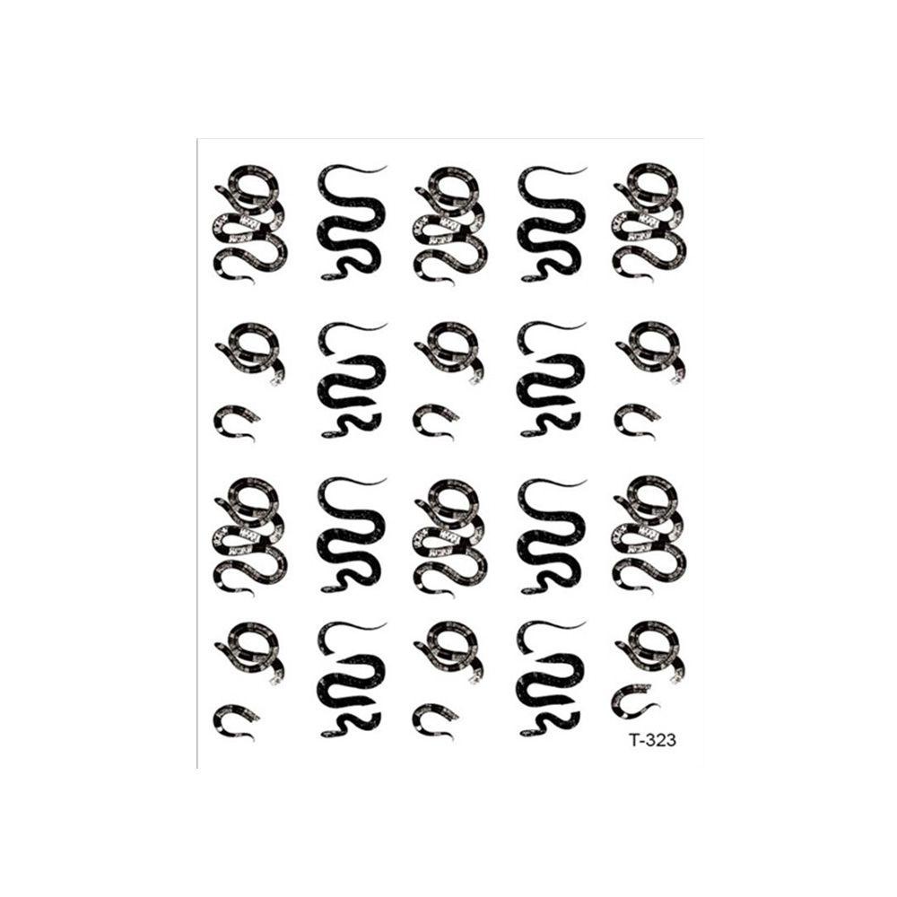 OKDEALS Sticker Rắn Trắng Đen 3D Dán Móng Nghệ Thuật