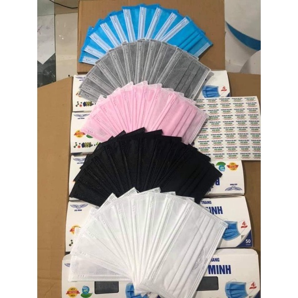HỘP 50C KHẨU TRANG Y TẾ 4 LỚP NHIỀU MÀU