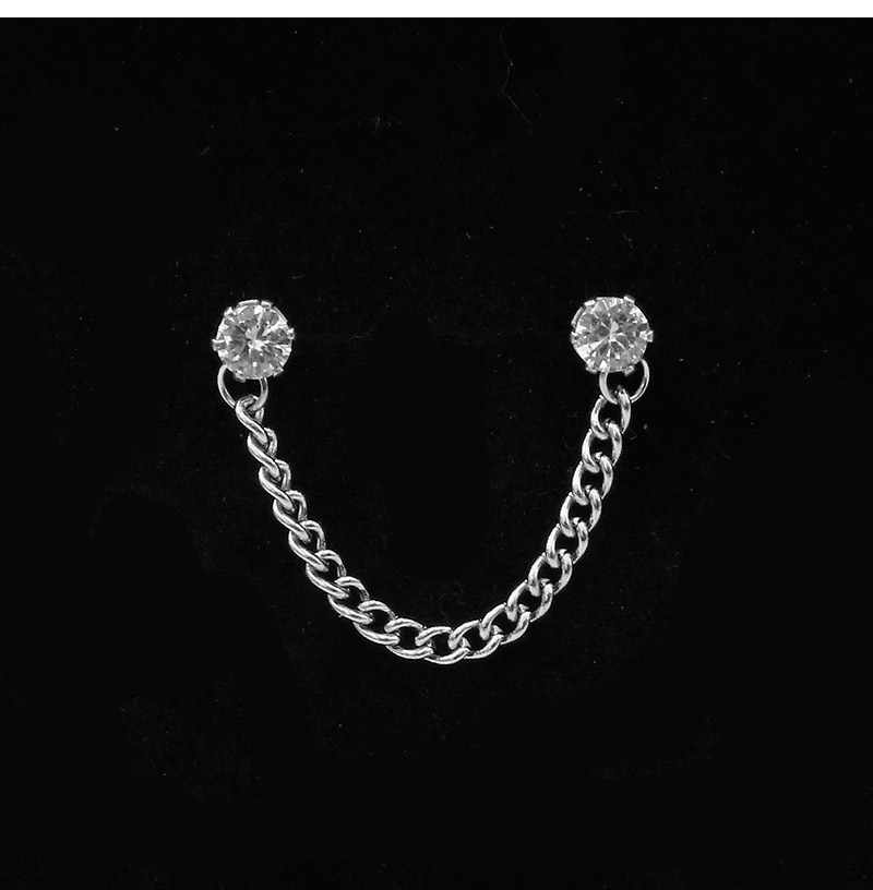 1 Bông tai xỏ lỗ phối dây xích phong cách hiphop