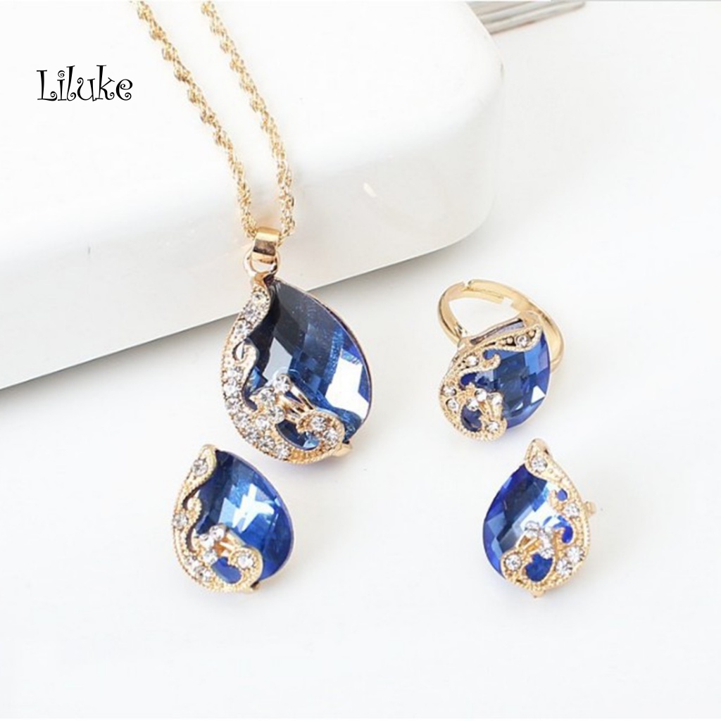 1 Set Vòng cổ Nhẫn Và Bông Tai Thời Trang Sang Trọng