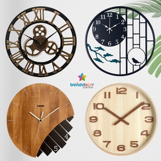 Đồng hồ treo tường gỗ đồng hồ trang trí chất liệu gỗ máy kim thiết kế in theo yêu cầu decor trang trí nhà và quán cafe