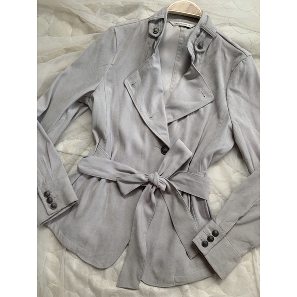 Áo măng tô nữ B193 size M dáng ngắn chất da lộn mỏng 2hand Hàn si tuyển ảnh thật