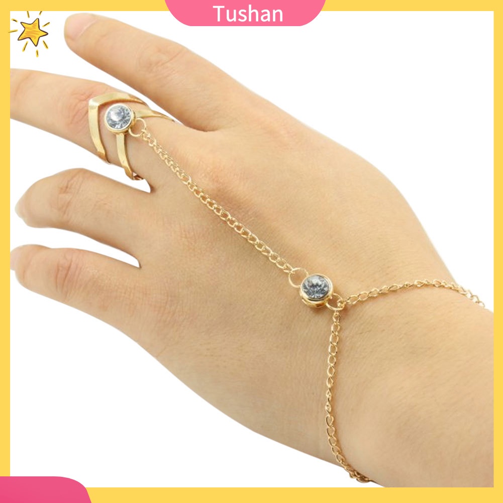 TUSH_Fashion Hollow Geometric Rhinestone Inlaid Ring Bracelet Wedding Bridal Jewelry