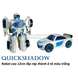 QUICKSHADOW - Robot 12cm lắp ráp thành xe ô tô màu trắng - Rescue Bot
