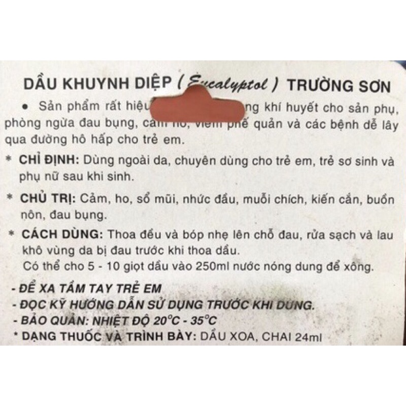Dầu khuynh diệp TS Trường Sơn chai 24ml có tem chống hàng giả Dầu xanh dầu gió