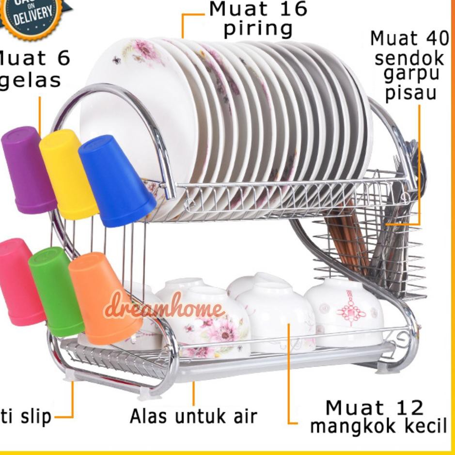 Giá Đỡ Đĩa 2 Tầng Bằng Thép Không Gỉ 6.6 Dreamhome Chất Lượng Cao | BigBuy360 - bigbuy360.vn