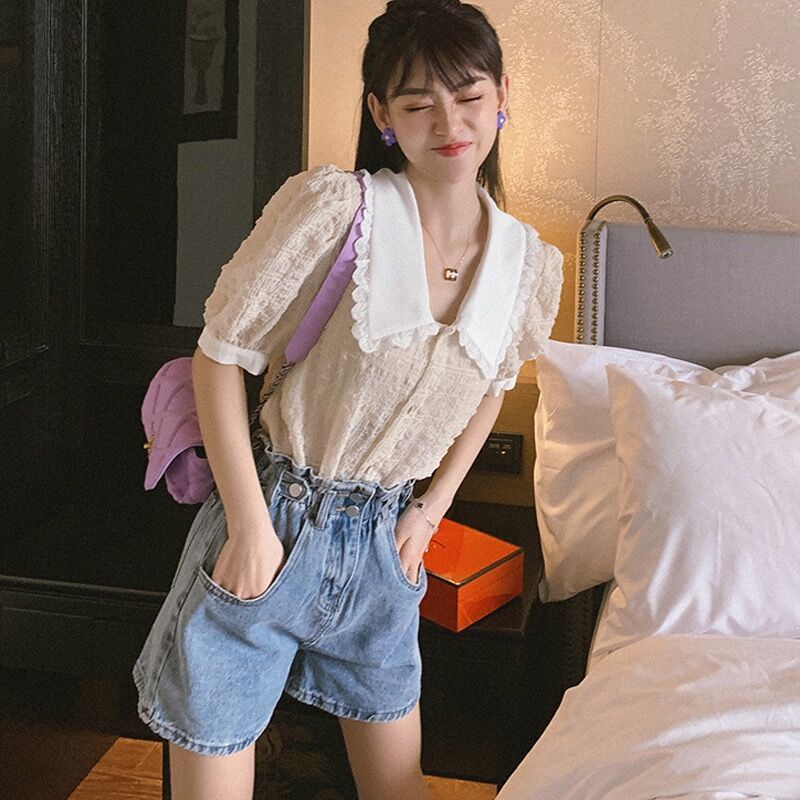 Áo Kiểu Tay Phồng Cổ Búp Bê Thời Trang Mùa Xuân 2020 Xinh Xắn