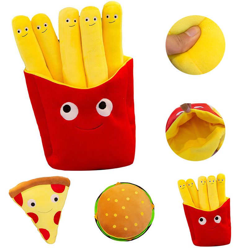 Gối Nhồi Bông Hình Khoai Tây Chiên / Pizza Hoạt Hình Dễ Thương