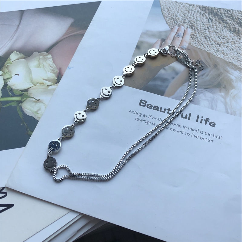 Vòng Tay/Dây Chuyền 22336 Mặt Hình Mặt Cười Phong Cách Harajuku Hàn Quốc