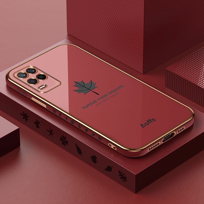 Ốp điện thoại QIANZI mềm họa tiết lá phong cho oppo realme C15 C25 C12 5 5i 6i C3 5s 7i C17 C20 C11 2020 8 8pro