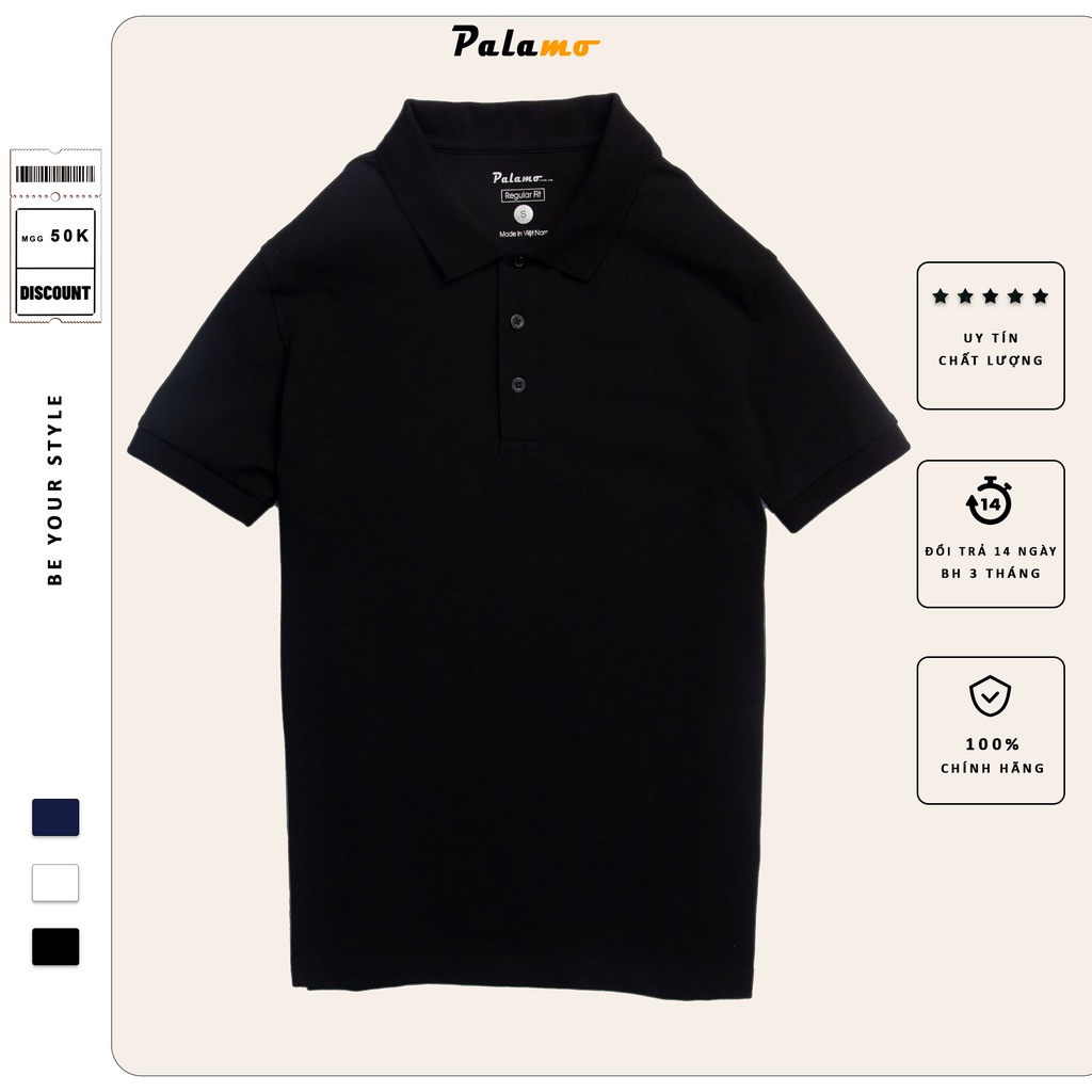 Áo thun polo nam vải cotton chính hãng, mềm mịn, mát mẻ, bền màu, màu sắc đa dạng, thương hiệu Palamo /PLCT-1001