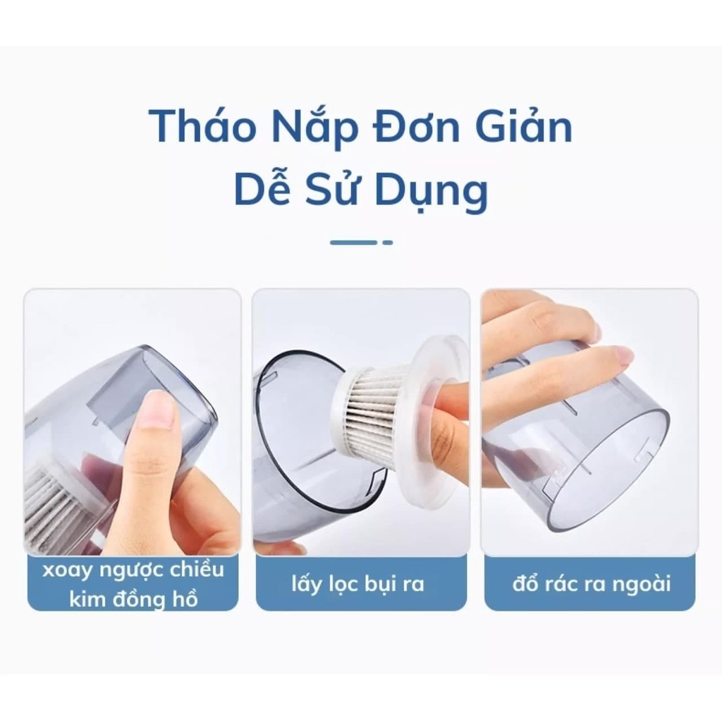 Máy hút bụi không dây cầm tay mini đen YOICE XCQ12C, với công suất lớn 120W hút được nhiều loại bụi kể cả bụi mịn