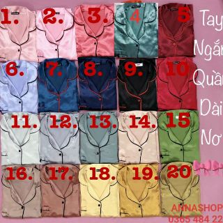BỘ PIJAMA NƠ PHI LỤA TAY NGẮN QUẦN DÀI (hình thật kèm video shop)