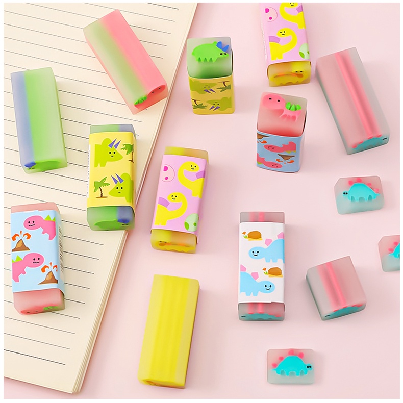 Hoạt hình dễ thương sáng tạo Cục tẩy mềm Cục tẩy nhỏ Cao su trái cây đáng yêu Cục tẩy mô hình khủng long
